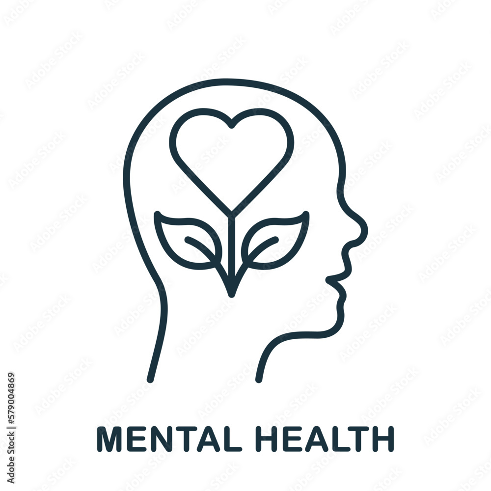 Mental Health, Wellness Line Icon. Human Brain with Flower, Psychology Therapy Concept Linear Pictogram. Healthy Mind Outline Sign. Intellectual Process. Editable Stroke. Isolated Vector Illustration Mental Health, Wellness Line Icon. Human Brain with Flower, Psychology Therapy Concept Linear Pictogram. Healthy Mind Outline Sign. Intellectual Process. Editable Stroke. Isolated Vector Illustration
