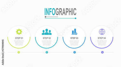 Infographic template 4 steps circular chart business data illustration