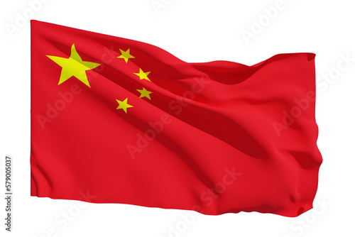 China Flag waving isolated on white background. 3d-rendering. Transparent.