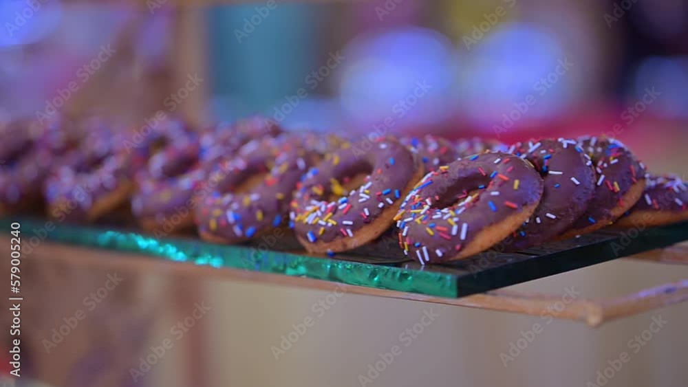 Beautiful display of donuts on table Beautiful display of donuts on table