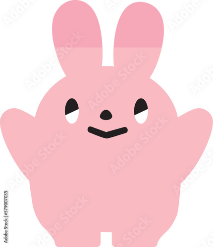 うさぎのイラスト_手を上げる