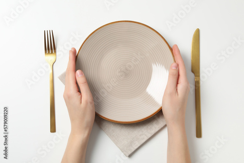 Tableau sur toile Empty plate, composition for minimal and minimalism concept
