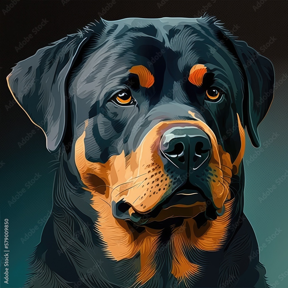 Rottweiler logo. Rottweiler head image in cartoon style. Generated ...