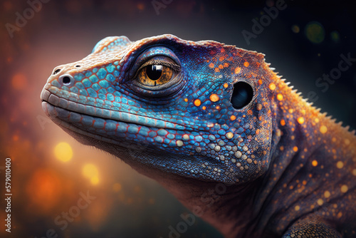 Lizard on Space Nebula Wallpaper - Generative AI