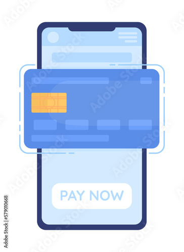 Online mobile banking app on smartphone flat concept vector spot illustration. Editable 2D cartoon icon on white for web design. Creative idea for website, mobile, magazine. Quicksand font used
