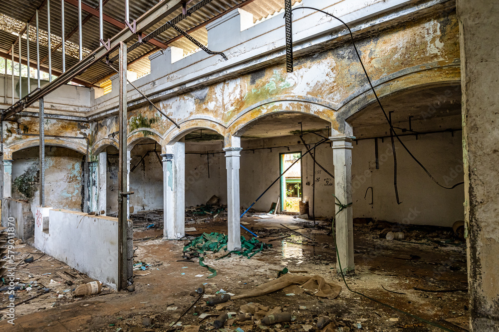 Lost place in Valle de Agaete at Gran Canaria, Canary Islands, Spain. Balneario Berrazales, Botteleria Agua de Agaete Lost place in Valle de Agaete at Gran Canaria, Canary Islands, Spain. Balneario Berrazales, Botteleria Agua de Agaete