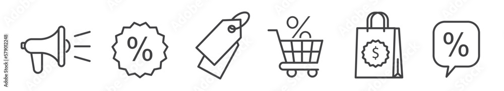 Sales vector line icons - thin line icon collection on white background - obrazy, fototapety, plakaty 