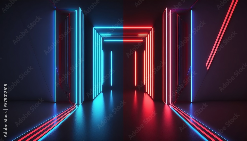 Neon retro background door created with AI Neon retro background door created with AI
