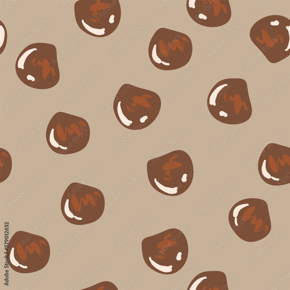 Obraz premium Hazelnut seamless pattern, hazelnut vector illustration. hand drawing