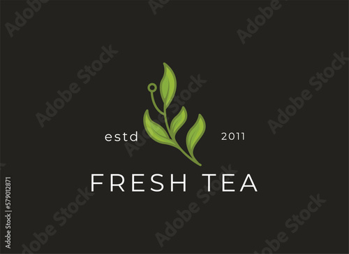 Tea leaf logo design template. icon for tea shop, tea store, packaging product.