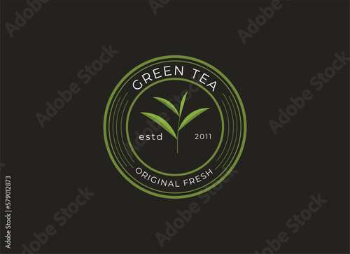 Tea leaf logo design template. icon for tea shop, tea store, packaging product.