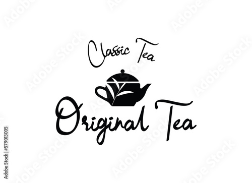 Original classic tea cup  logo design. Vintage style tea logo design