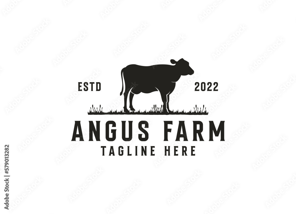 Vintage Cattle Farm Logo Vector Template. Vintage farm logo design vector illustration.