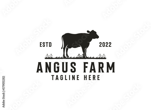 Vintage Cattle Farm Logo Vector Template. Vintage farm logo design vector illustration.