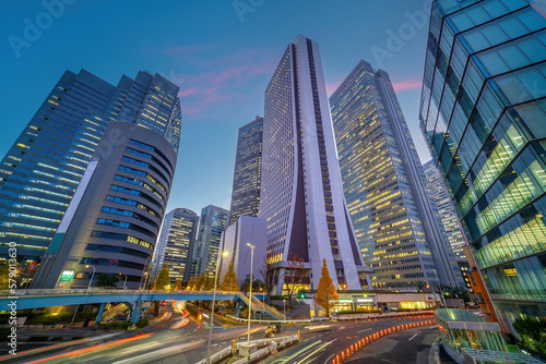 Famous Shinjuku business district skyline  in Tokyo Japan
