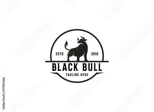 Vintage classic bull longhorn logo design template