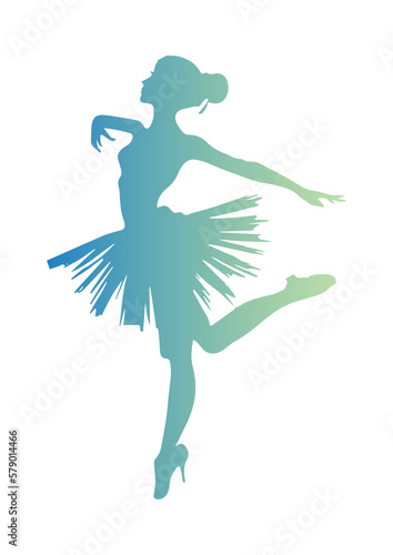 silhouette of a ballerina green and blue