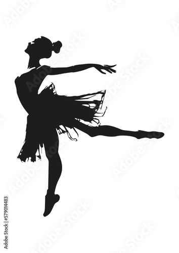 Print op canvas silhouette of a ballerina