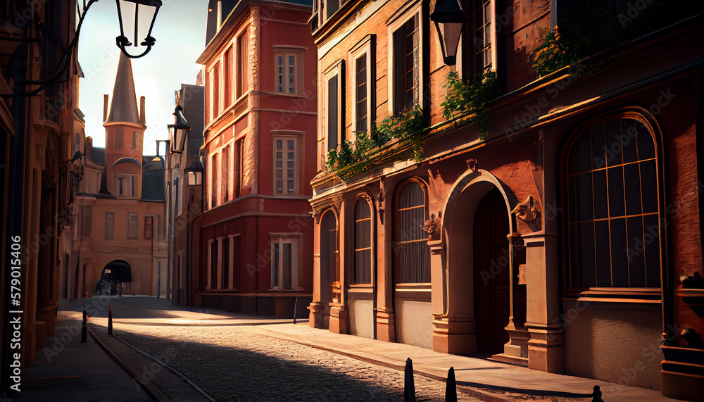 Obraz premium European artistic architechture streets buildings shops