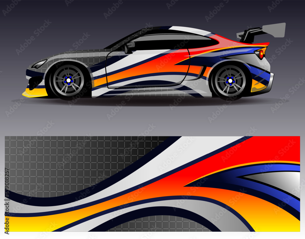 Abstract Race car wrap sticker design and sports background for daily use racing livery or car vinyl stickers
