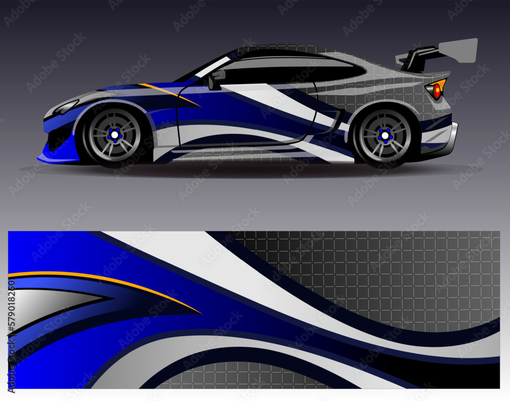 Abstract Race car wrap sticker design and sports background for daily ...
