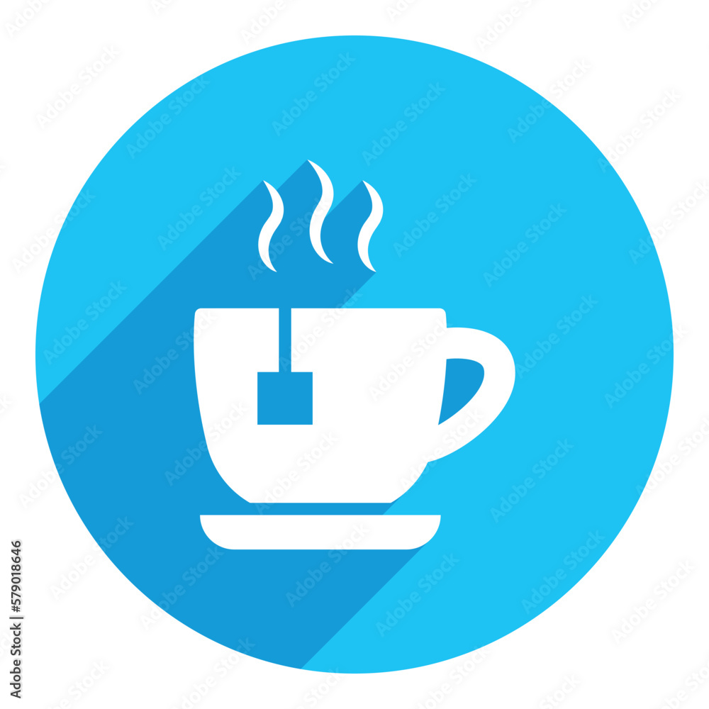 Cup of coffee. flat icon. long shadow design. blue background. Cup of coffee. flat icon. long shadow design. blue background.