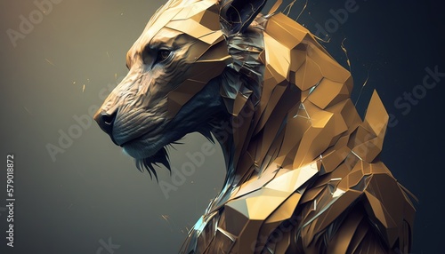 The anthropomorphic wolf. Wild animal in human clothes, wallpaper. Realistic background with the humanoid-like animal creature, generative ai. 