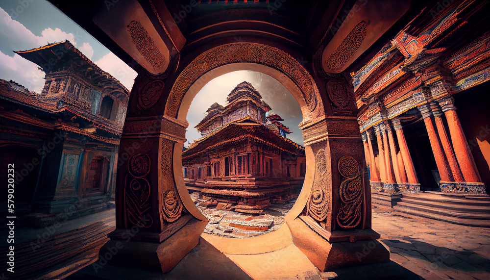 Traditional Nepali Architecture at Kathmandu in Nepal