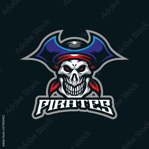 Pirates mascot logo design vector with modern illustration concept style for badge, emblem and t shirt printing. Skull pirates illustration for sport and esport team.