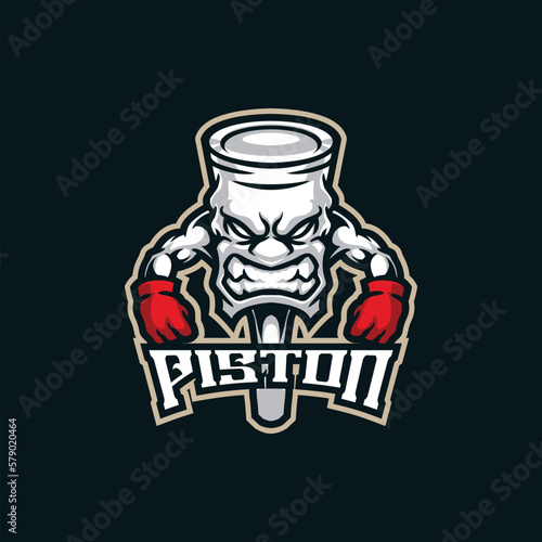 Piston mascot logo design vector with modern illustration concept style for badge, emblem and t shirt printing. Angry piston illustration.