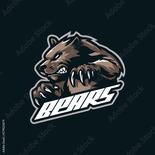 Bear mascot logo design vector with modern illustration concept style for badge, emblem and t shirt printing. Angry bear illustration for sport and esport team.