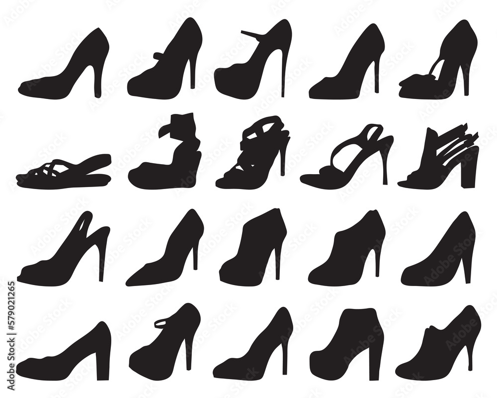 Black silhouettes of shoes on white background Black silhouettes of shoes on white background