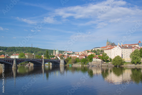 Beautiful view of St. Vitus Cathedral, Prague Castle, and Mala Strana in Prague, Czech Republic © marinadatsenko
