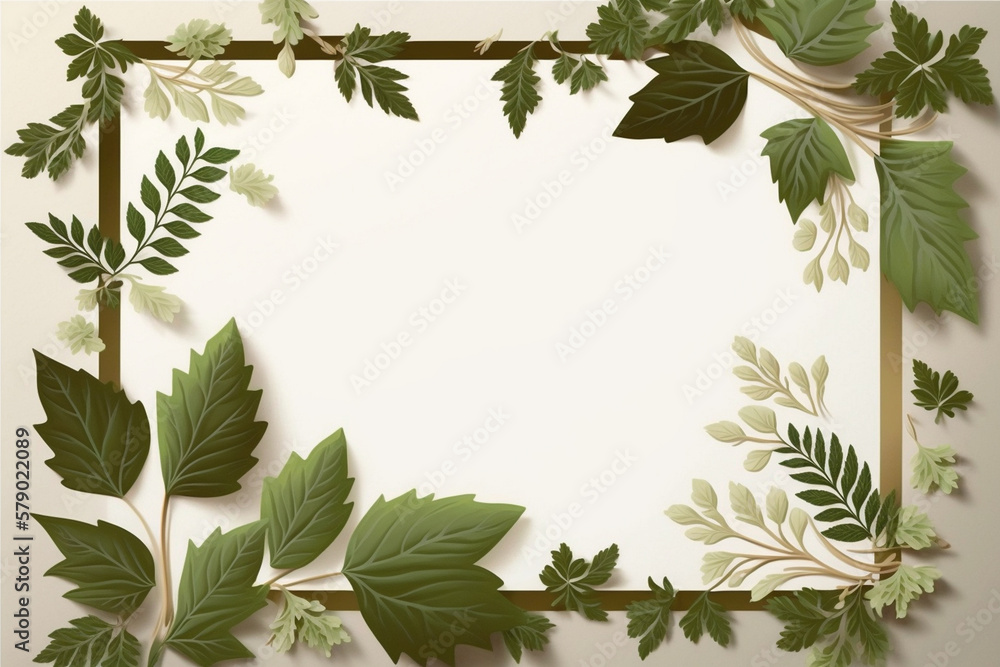 Naklejka premium Green leaves frame. Generative ai.