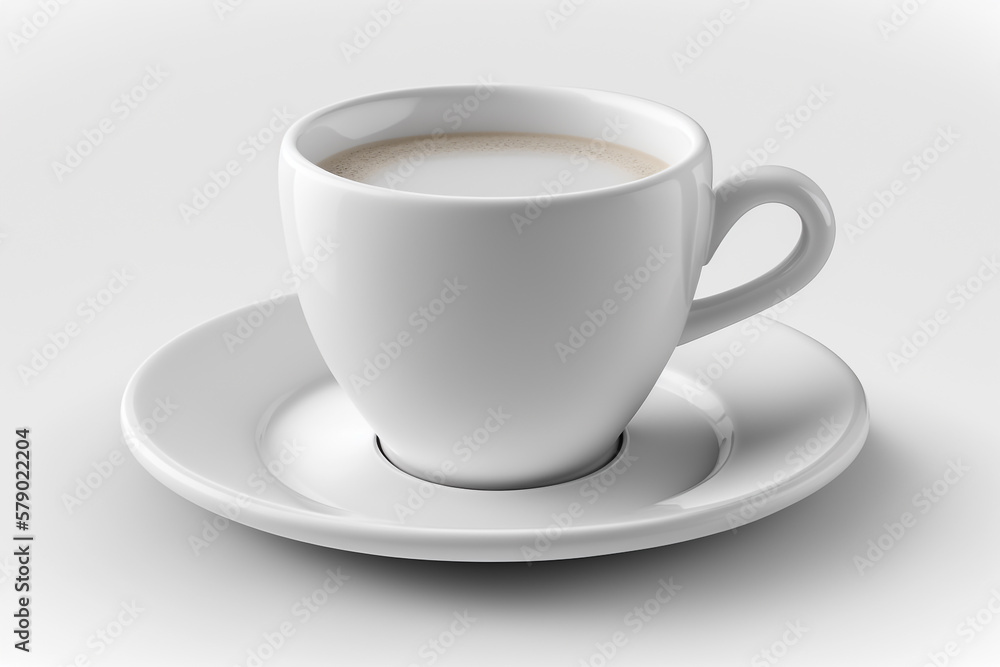 white cup of coffee on white isolated background, Generative Ai white cup of coffee on white isolated background, Generative Ai