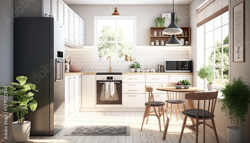 Modern home kitchen interior design  architecture design  Generative AI concept