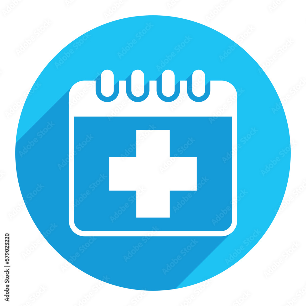 Fototapeta premium Appointment for health. long shadow design. blue background.