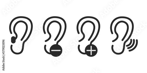 Ear vector icon, hearing symbol