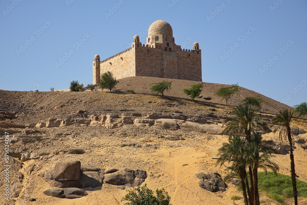 Aga Khan Mausoleum on the west bank of Nile in Aswan, Egypt, Africa
