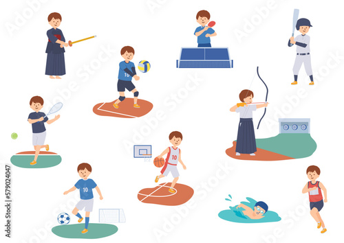 ユニフォームを着てスポーツをする男の子のイラスト