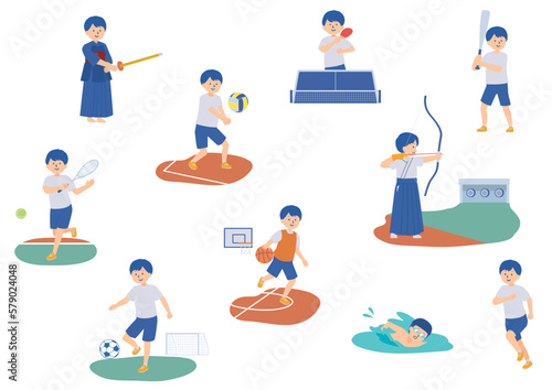 スポーツをする男の子のイラスト