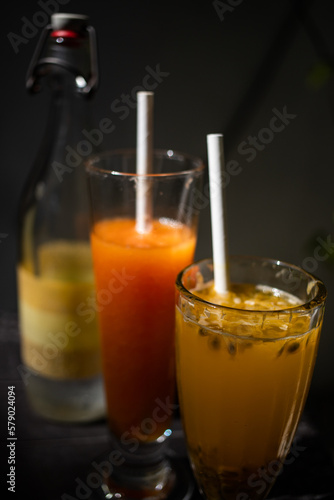 fresh mango juice in glass