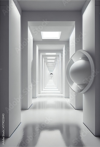 white corridor. Generative AI