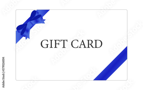 ギフトカード・金券・商品券のイラストセット（青いリボン柄）