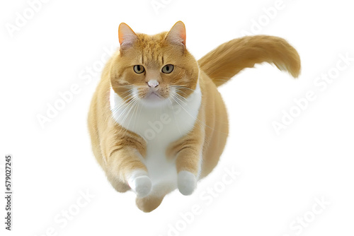 Run yellow cat isolated on background