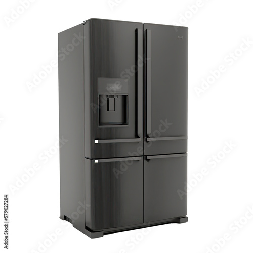 black refrigerator isolated on bbackground