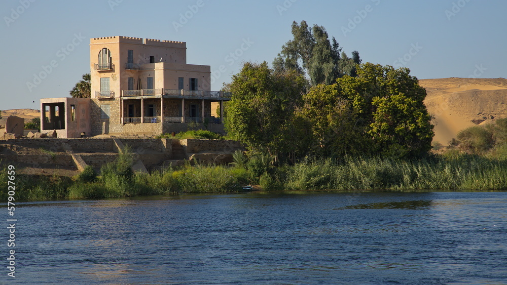 Architecture on the east bank of Nile in Aswan in Egypt, Africa       
