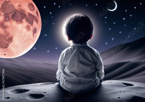 child looking at the universe