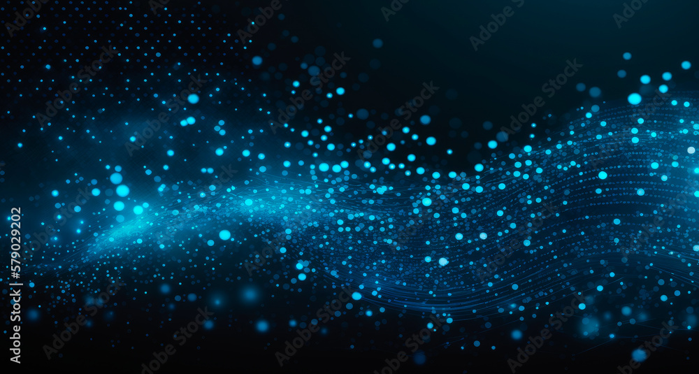 Fototapeta premium Abstract technology particles background. Network connection. Generative AI