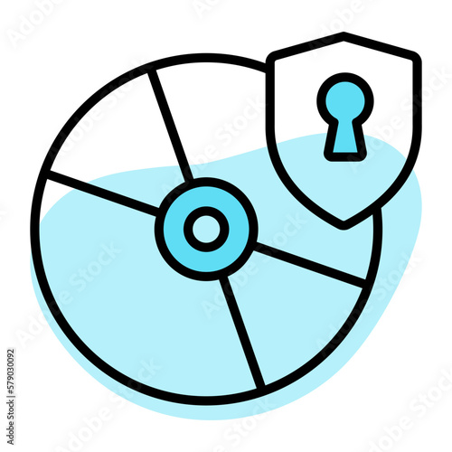 Compact disk with protection shield, vector of cd security in trendy style